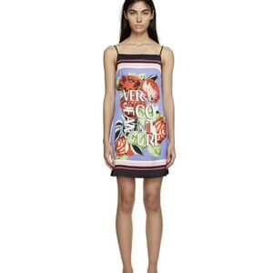 Versace Jeans Couture Blue Roses Mini Shift Dress Small NWT $475